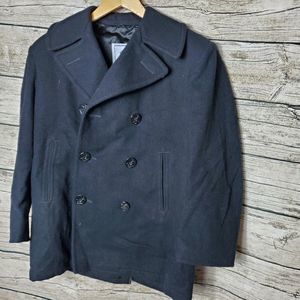 US Navy USN DSCP Quarterdeck Peacoat Men's 36S Black Wool